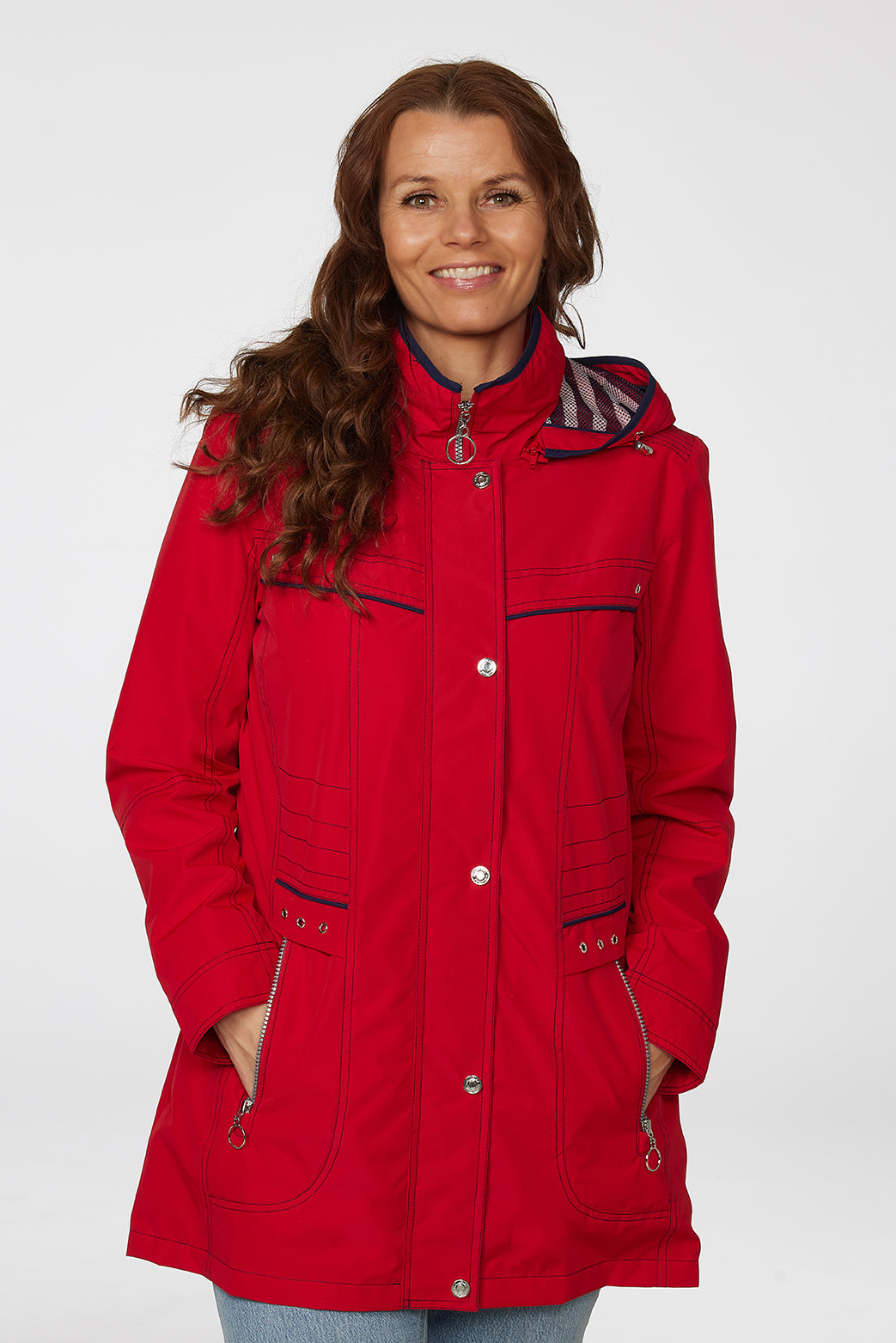 Windfield / Danwear Bea Forårsjakke 1608 Red/Navy